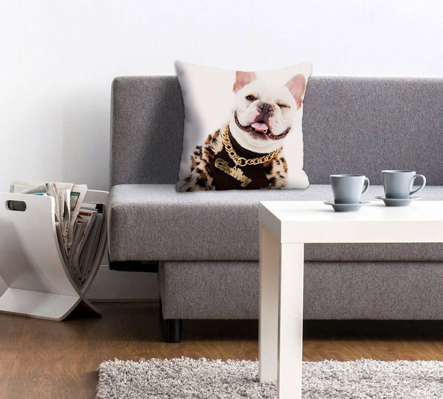 Queence Sierkussen Lars met hond in rapperoutfit kussenovertrek zonder vulling(1 stuk) - Foto 3