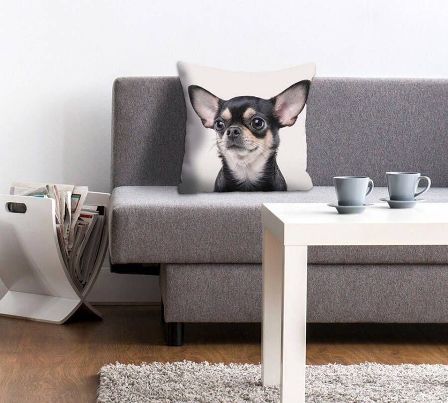 Queence Sierkussen Mailin Kussenhoes chihuahua hond dierenmotief schattig speels huisdier zacht (1 stuk) - Foto 3