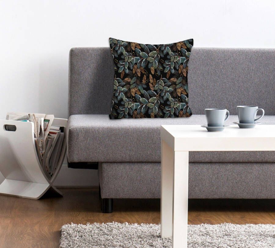 Queence Sierkussen Randi Kussenhoes dennenappels winters kerst natuurmotief feestelijk (1 stuk) - Foto 5