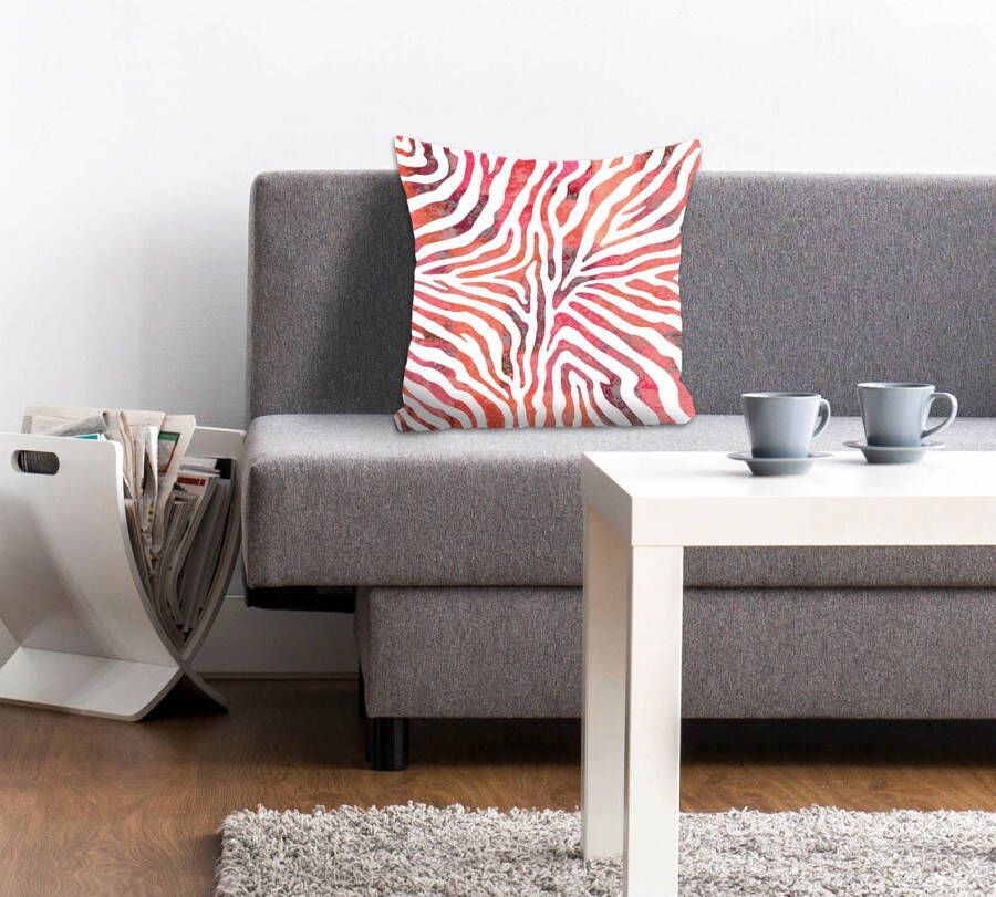 Queence Sierkussen Rene Kussenhoes dierenprint zebra-design strepenpatroon zwart wit wild (1 stuk) - Foto 3