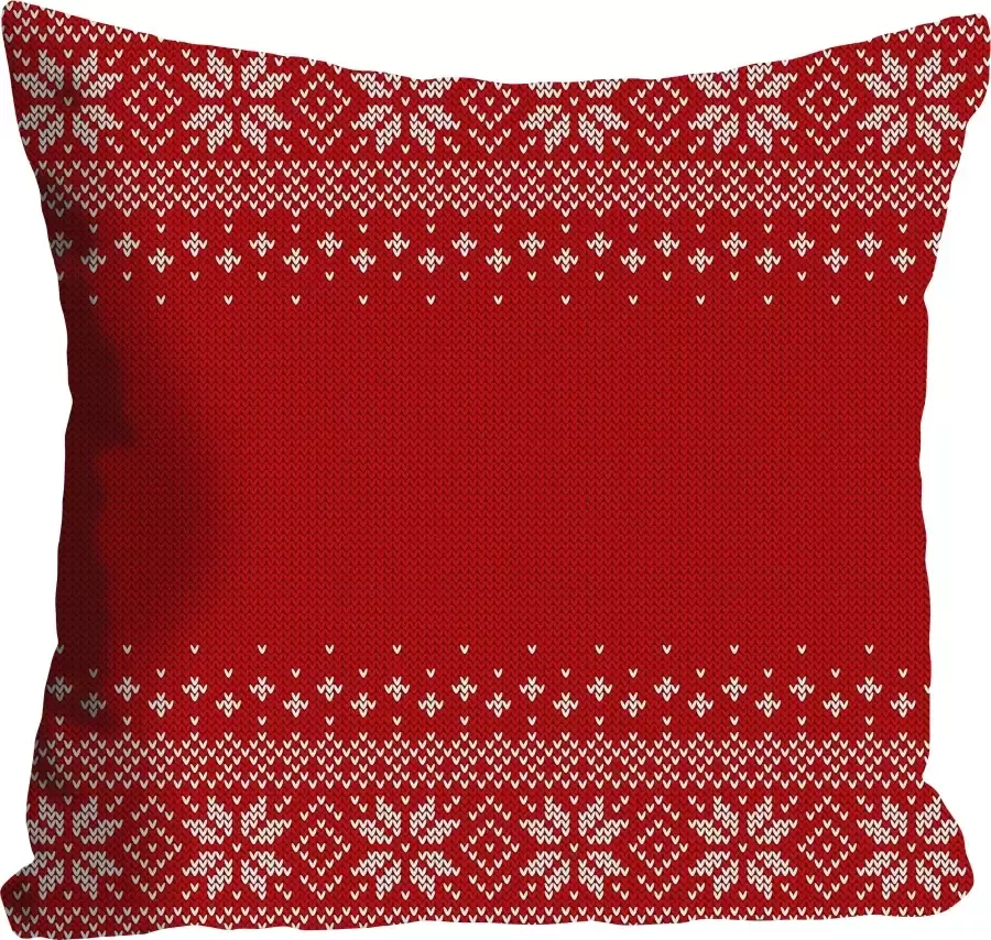 Queence Sierkussen Tabea Kussenhoes kerst rood feestelijk kerstmotief winterachtig (1 stuk) - Foto 1