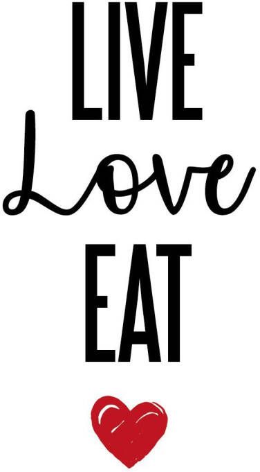 Queence Sierobject voor aan de wand LIVE LOVE EAT Stalen bord blikken bord spreuk grappig wanddecoratie retro 20x30cm - Foto 3