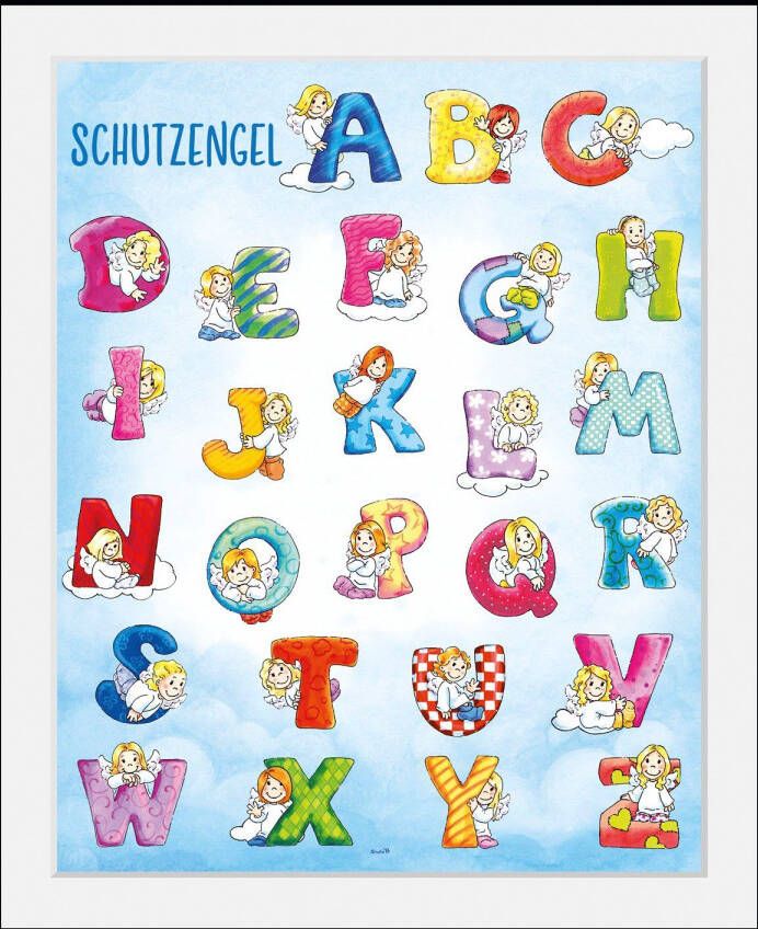 Queence Wanddecoratie Beschermengel ABC HD premium posterdruk incl. houten lijst (1 stuk) - Foto 6