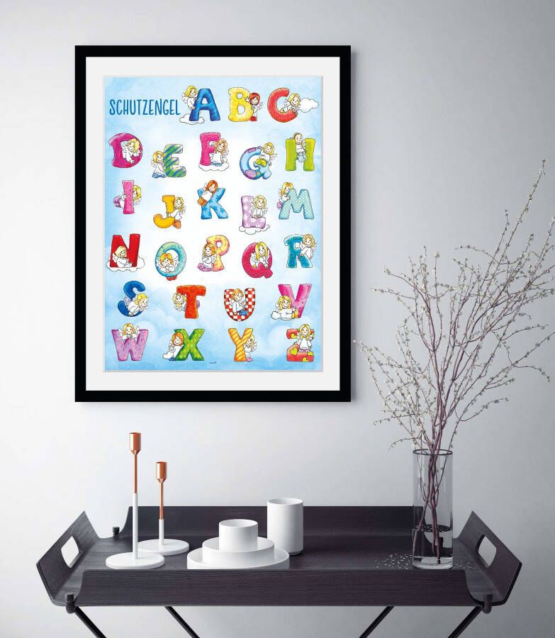 Queence Wanddecoratie Beschermengel ABC HD premium posterdruk incl. houten lijst (1 stuk) - Foto 7