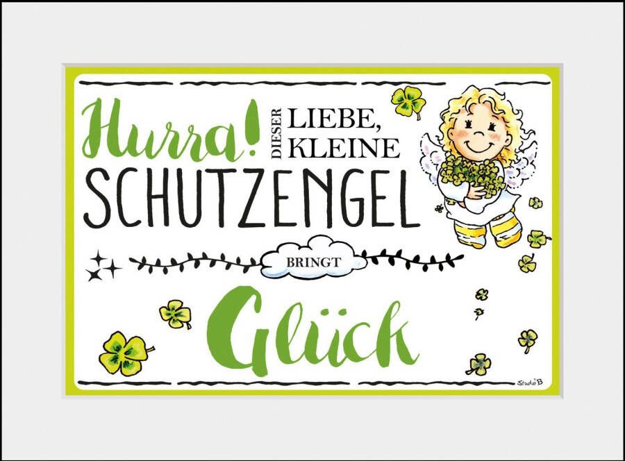 Queence Wanddecoratie Beschermengel geluk HD premium posterdruk incl. houten lijst (1 stuk) - Foto 7