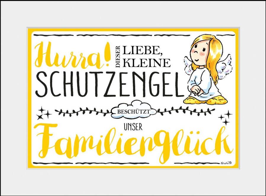 Queence Wanddecoratie Beschermengel gezinsgeluk HD premium posterdruk incl. houten lijst (1 stuk) - Foto 7