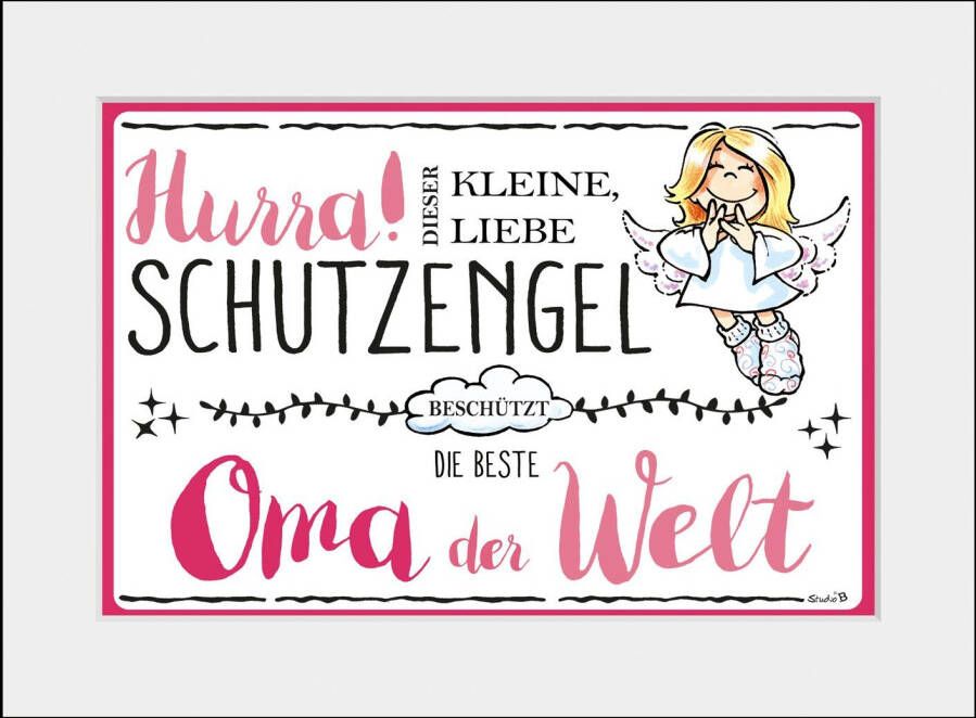 Queence Wanddecoratie Beschermengel oma HD premium posterdruk incl. houten lijst (1 stuk) - Foto 5