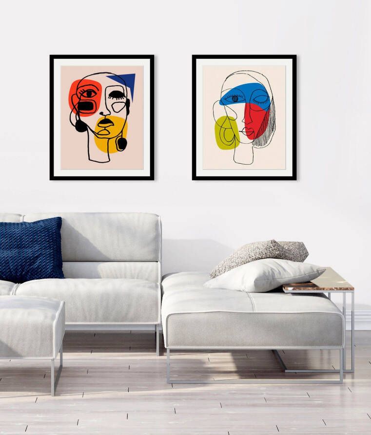 Queence Wanddecoratie Claudia HD premium posterdruk incl. houten lijst (1 stuk)