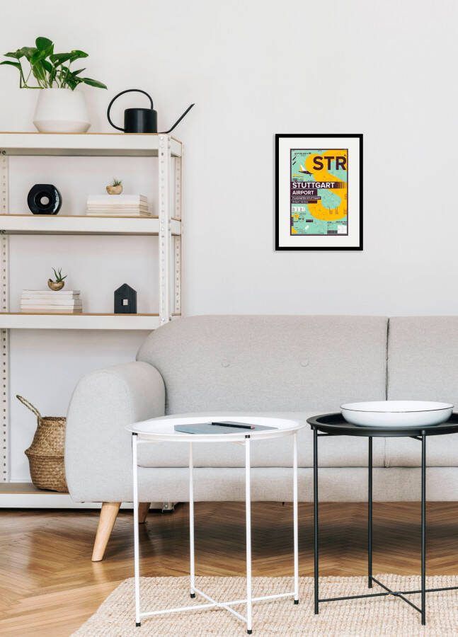 Queence Wanddecoratie STR AIRPORT HD premium posterdruk incl. houten lijst (1 stuk) - Foto 7