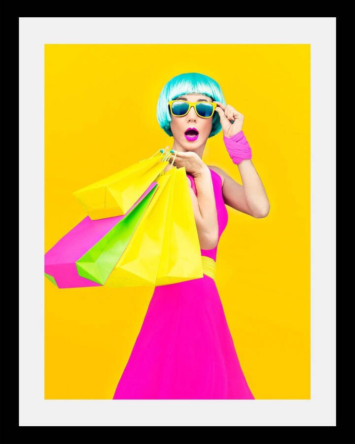 Queence Wanddecoratie Vrouw HD premium posterdruk incl. houten lijst - Foto 10