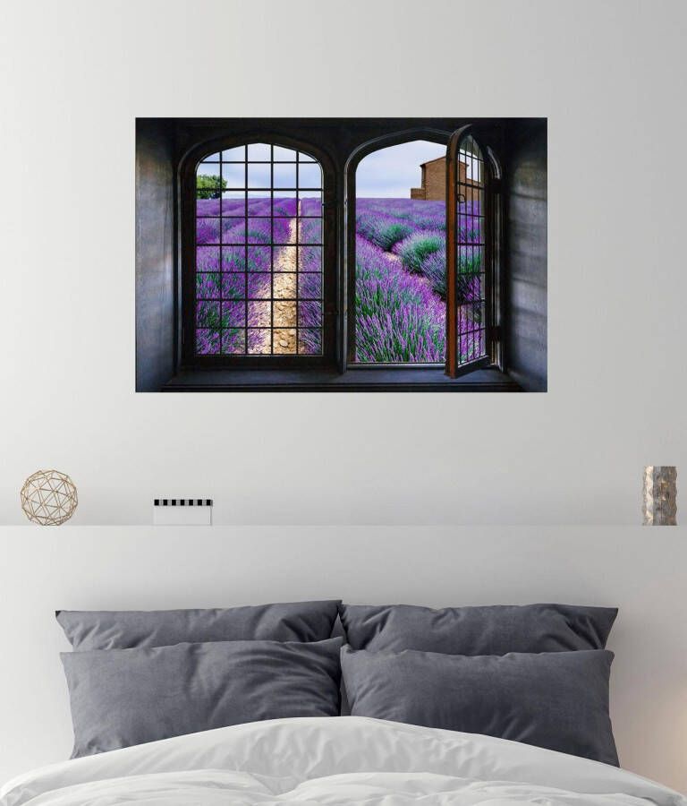 Queence Wandfolie Lavendel Muursticker muurdecoratie zelfklevend 3D raam - Foto 3