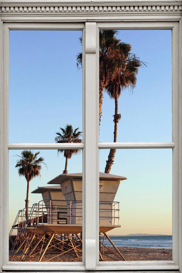 Queence Wandfolie Strand Muursticker muurdecoratie zelfklevend 3D raam - Foto 3