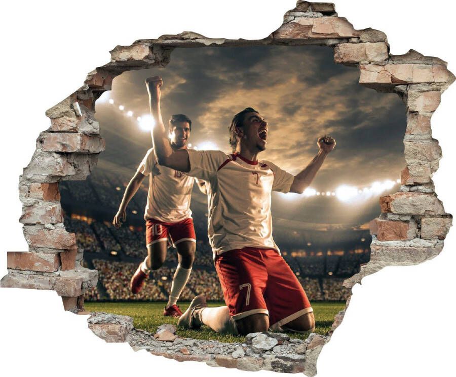 Queence Wandfolie Voetbal gejuich Muursticker muurdecoratie zelfklevend 3D muurdurchbraak (1 stuk) - Foto 3