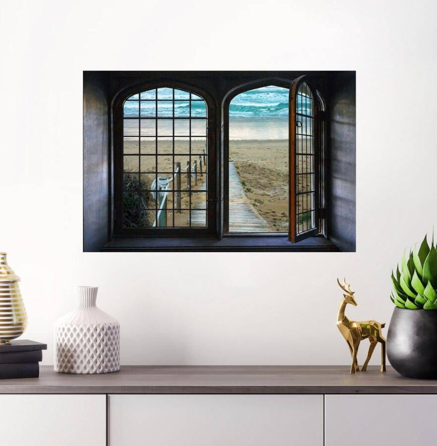 Queence Wandfolie Zee Muursticker muurdecoratie zelfklevend 3D raam - Foto 3
