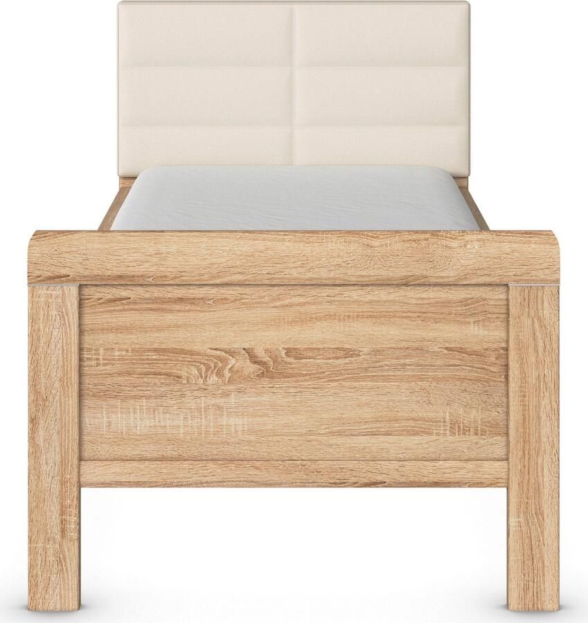 Rauch Bed Eenpersoons Stollenbed EVELYN in comfortabele hoogte met gestoffeerd hoofdeinde in elegante stijl made in germany - Foto 3