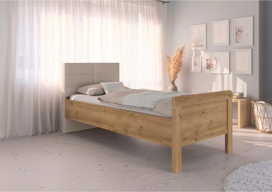 Rauch Bed Eenpersoons Stollenbed EVELYN in comfortabele hoogte met gestoffeerd hoofdeinde in elegante stijl made in germany - Foto 6