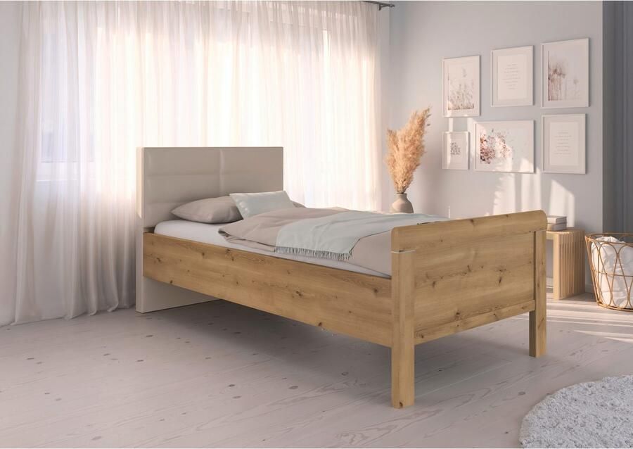 Rauch Bed Eenpersoons Stollenbed EVELYN in comfortabele hoogte met gestoffeerd hoofdeinde in elegante stijl made in germany - Foto 6