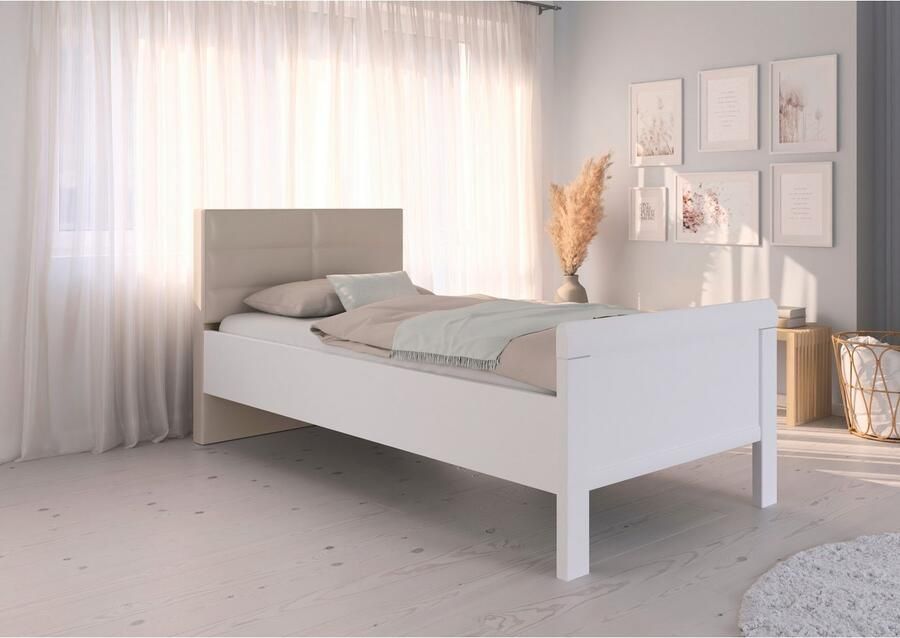 Rauch Bed Eenpersoons Stollenbed EVELYN in comfortabele hoogte met gestoffeerd hoofdeinde in elegante stijl made in germany - Foto 6