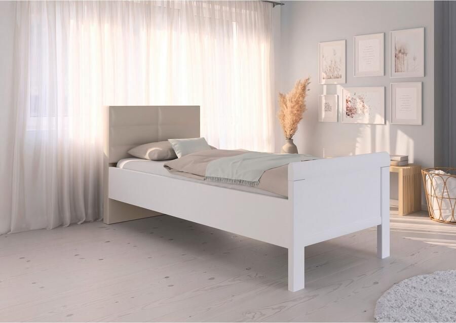 Rauch Bed Eenpersoons Stollenbed EVELYN in comfortabele hoogte met gestoffeerd hoofdeinde in elegante stijl made in germany - Foto 6