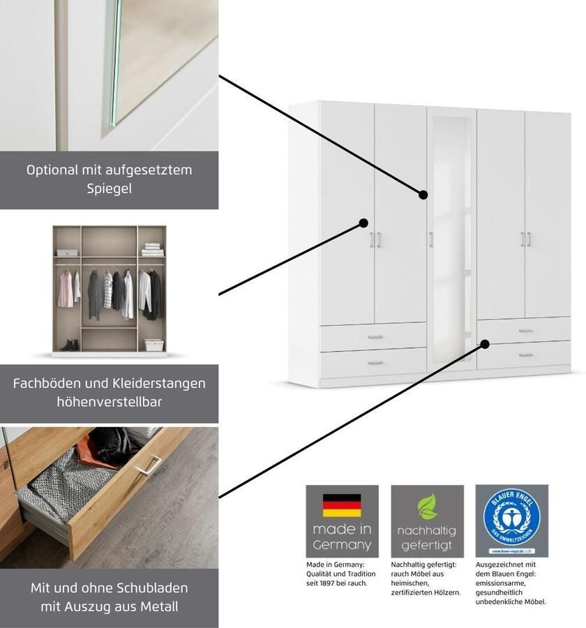 Rauch Draaideurkast Borbona Kledingkast kast garderobe waskast BORBONA in 2 breedtes - Foto 10