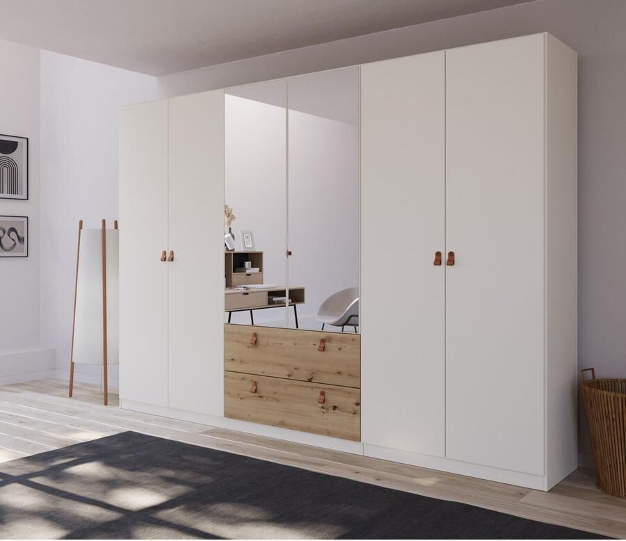 Rauch Draaideurkast Homey by Quadra Spin met cognacbruine leren greeplussen laden in eiken-decor - Foto 6