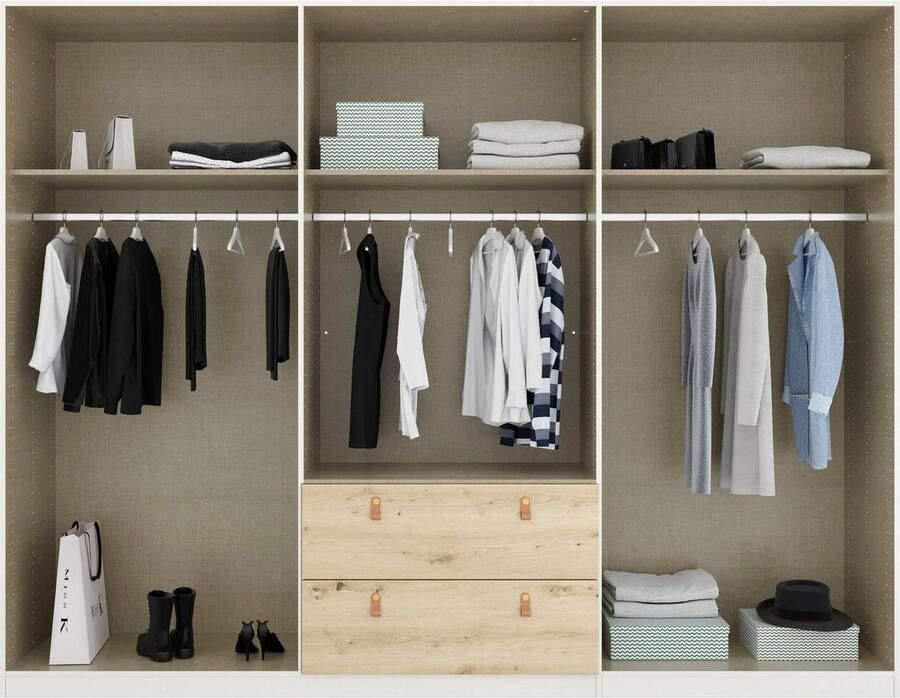 Rauch Draaideurkast Homey by Quadra Spin met cognacbruine leren greeplussen laden in eiken-decor - Foto 7