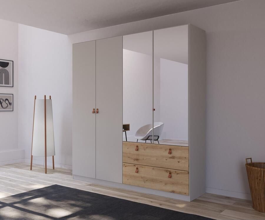 Rauch Draaideurkast Homey by Quadra Spin met cognacbruine leren greeplussen laden in eiken-decor - Foto 7