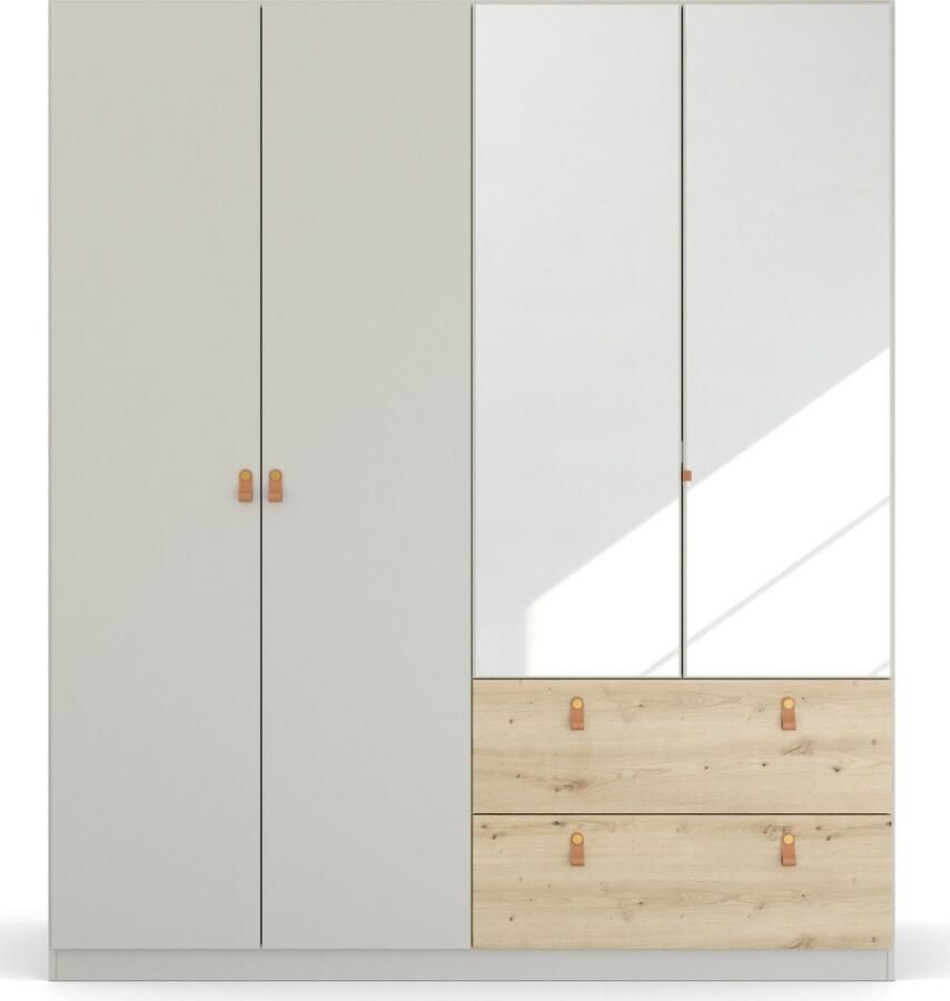 Rauch Draaideurkast Homey by Quadra Spin met cognacbruine leren greeplussen laden in eiken-decor - Foto 3