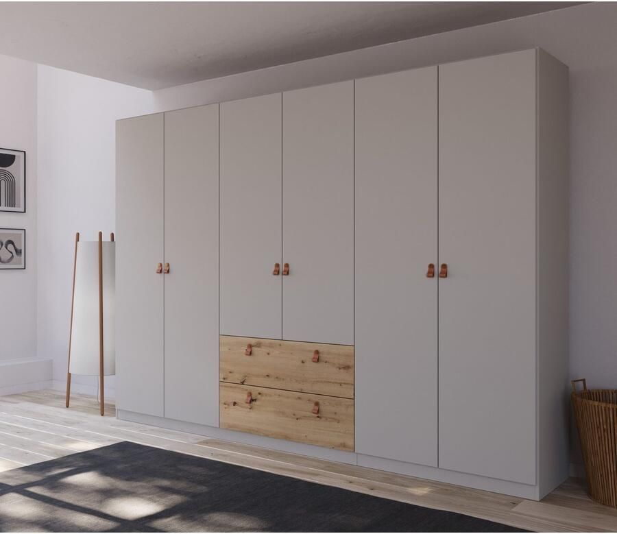 Rauch Draaideurkast Homey by Quadra Spin met cognacbruine leren greeplussen laden in eiken-decor - Foto 5