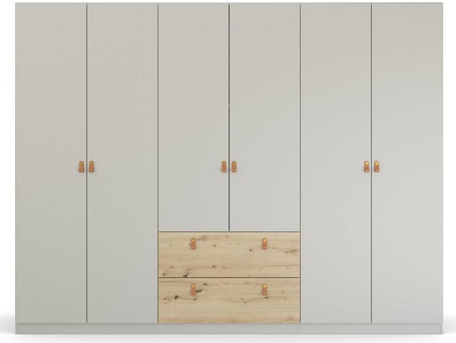Rauch Draaideurkast Homey by Quadra Spin met cognacbruine leren greeplussen laden in eiken-decor - Foto 6