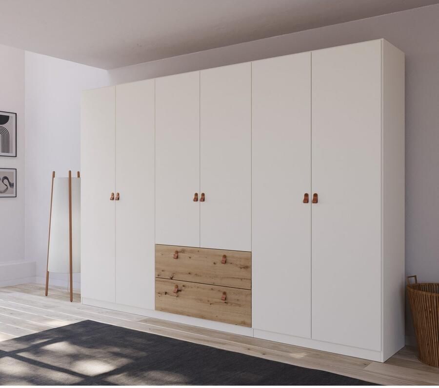 Rauch Draaideurkast Homey by Quadra Spin met cognacbruine leren greeplussen laden in eiken-decor - Foto 4