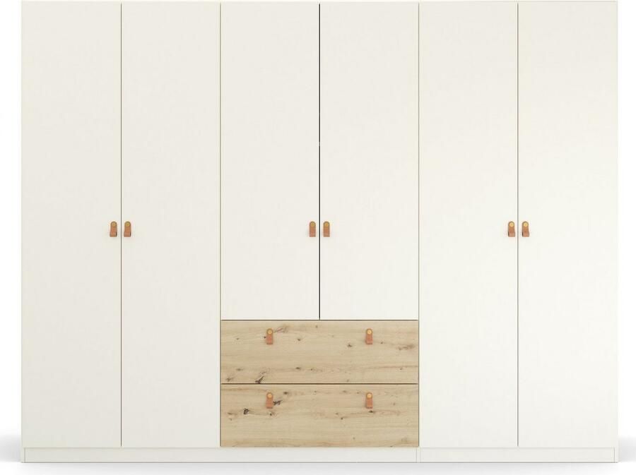 Rauch Draaideurkast Homey by Quadra Spin met cognacbruine leren greeplussen laden in eiken-decor - Foto 7