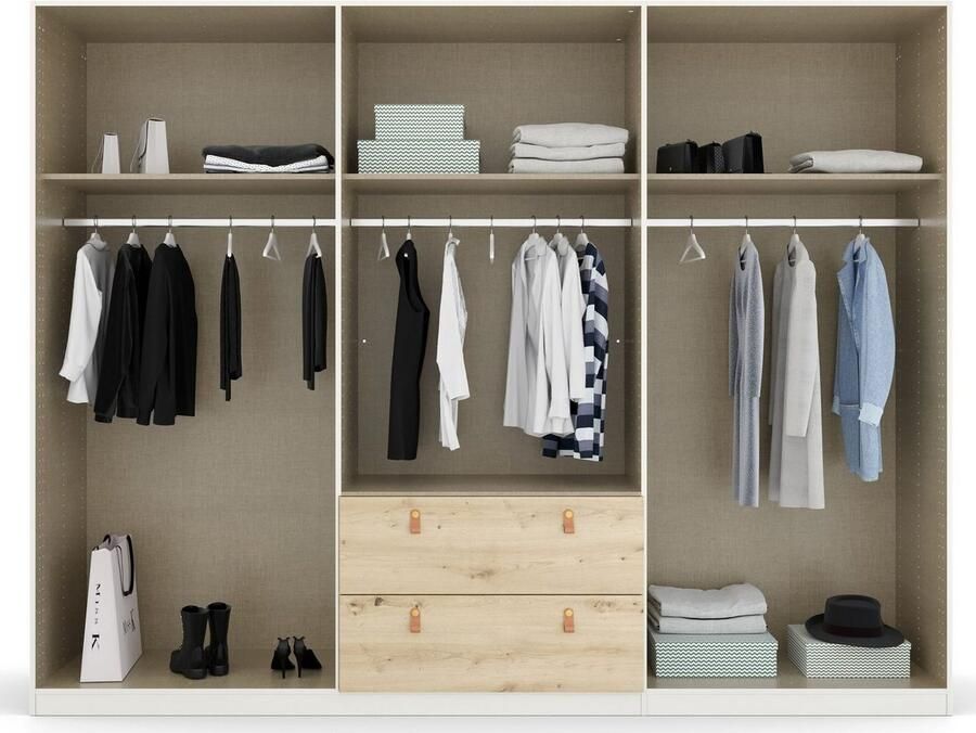 Rauch Draaideurkast Homey by Quadra Spin met cognacbruine leren greeplussen laden in eiken-decor - Foto 6