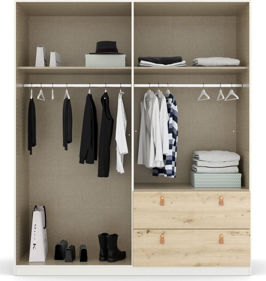 Rauch Draaideurkast Homey by Quadra Spin met cognacbruine leren greeplussen laden in eiken-decor - Foto 5