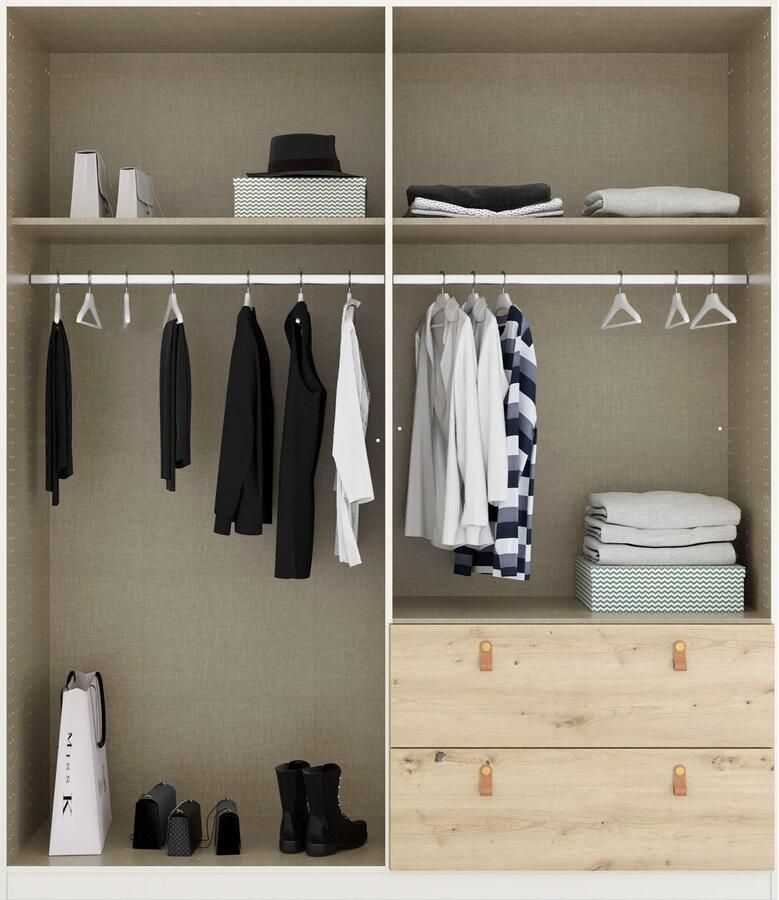 Rauch Draaideurkast Homey by Quadra Spin met cognacbruine leren greeplussen laden in eiken-decor - Foto 6