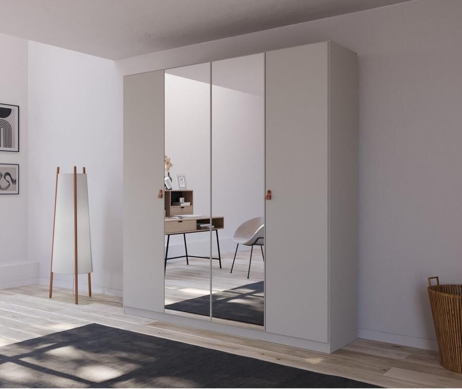 Rauch Draaideurkast Homey by Quadra Spin met greeplussen van zacht cognacbruin leer met spiegel - Foto 9