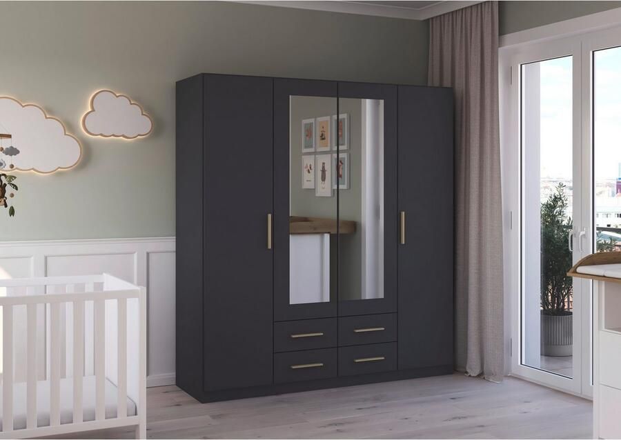 Rauch Draaideurkast Kledingkast garderobe KREFELD optioneel met spiegel met 3 greepvarianten incl. praktische lades made in germany - Foto 18