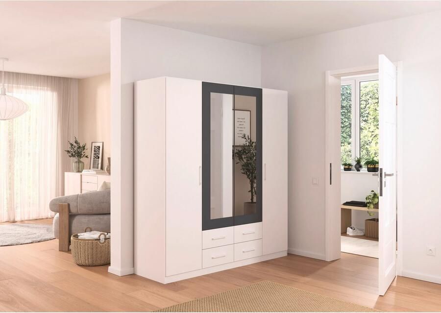 Rauch Draaideurkast Kledingkast garderobe KREFELD optioneel met spiegel met 3 greepvarianten incl. praktische lades made in germany - Foto 16