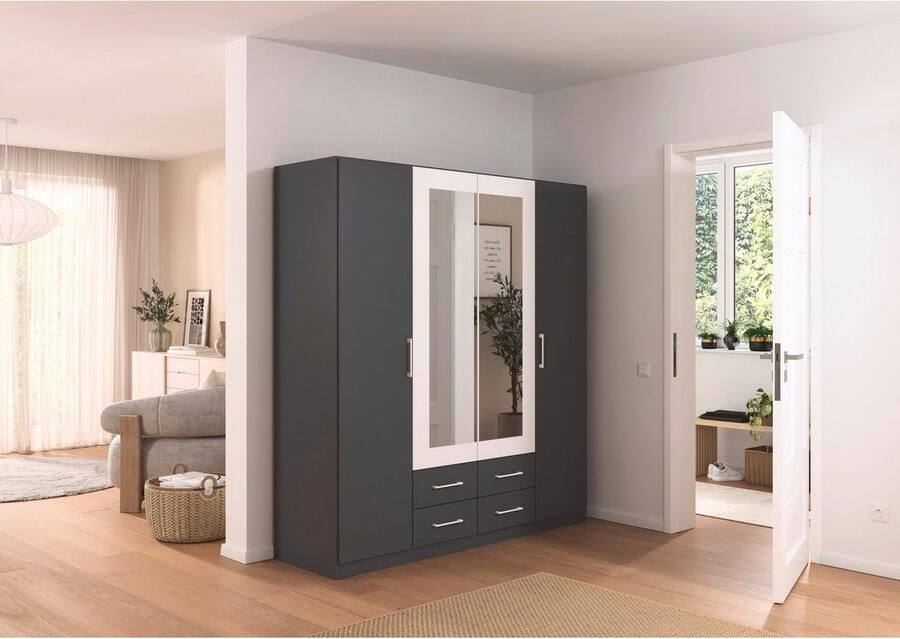 Rauch Draaideurkast Kledingkast garderobe KREFELD optioneel met spiegel met 3 greepvarianten incl. praktische lades made in germany - Foto 16