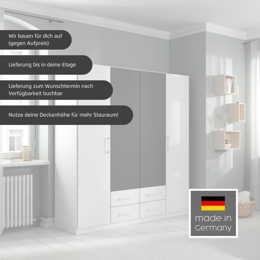 Rauch Draaideurkast Kledingkast garderobe KREFELD optioneel met spiegel met 3 greepvarianten incl. praktische lades made in germany