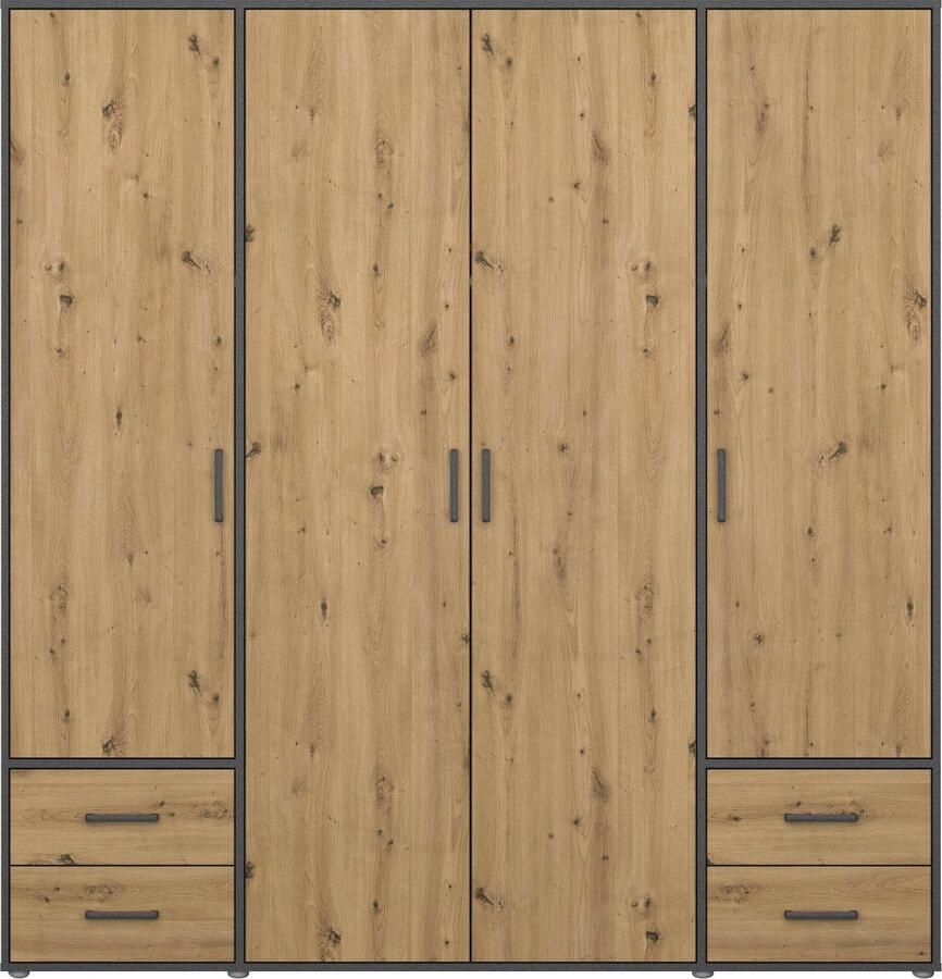 Rauch Draaideurkast Kledingkast kast garderobe linnenkast VOYAGER moderne grepen in grijs metallic met buitenlades made in germany - Foto 11
