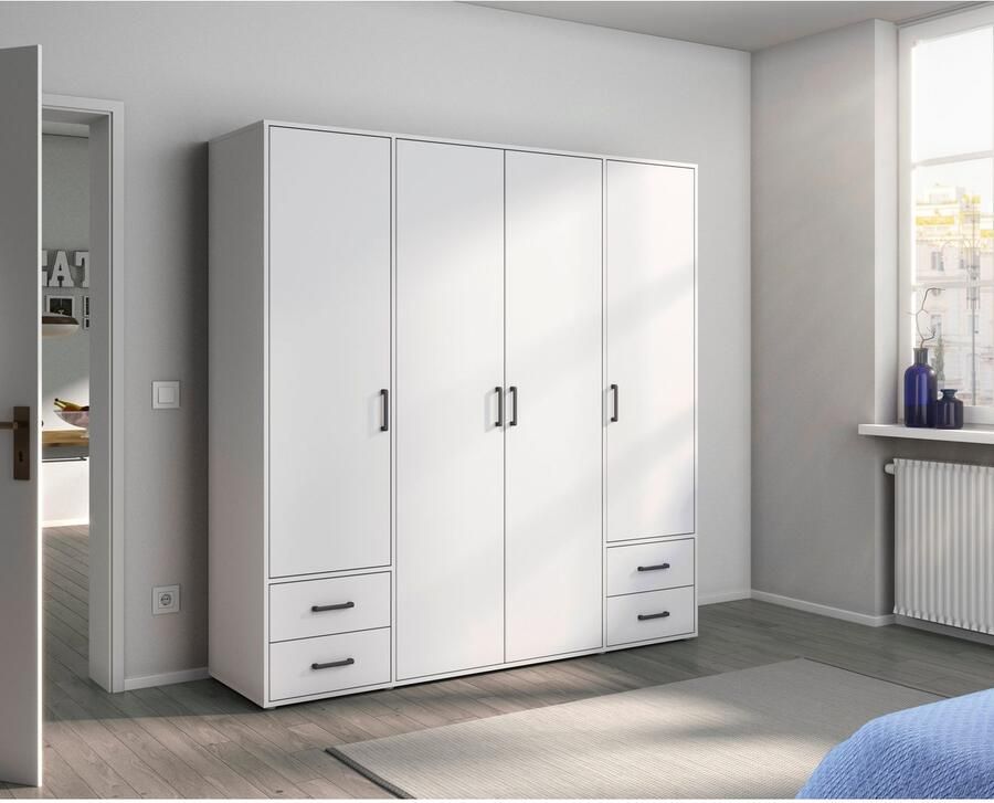 Rauch Draaideurkast Kledingkast kast garderobe linnenkast VOYAGER moderne grepen in grijs metallic met buitenlades made in germany - Foto 16