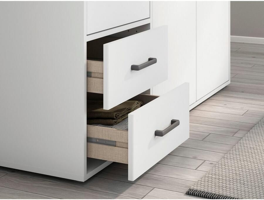 Rauch Draaideurkast Kledingkast kast garderobe linnenkast VOYAGER moderne grepen in grijs metallic met buitenlades made in germany - Foto 19