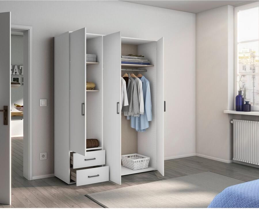 Rauch Draaideurkast Kledingkast kast garderobe linnenkast VOYAGER moderne grepen in grijs metallic met buitenlades made in germany - Foto 15