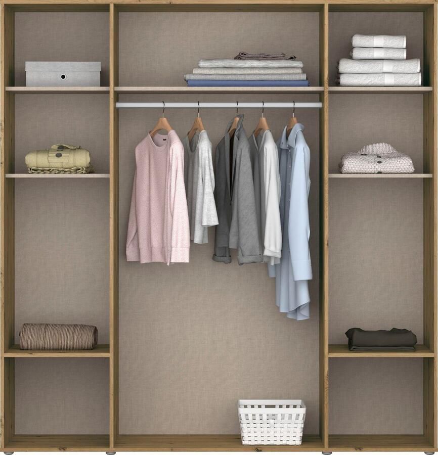 Rauch Draaideurkast Kledingkast kast garderobe linnenkast VOYAGER moderne grepen in grijs metallic met buitenlades made in germany - Foto 12