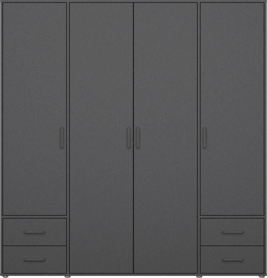 Rauch Draaideurkast Kledingkast kast garderobe linnenkast VOYAGER moderne grepen in grijs metallic met buitenlades made in germany - Foto 12