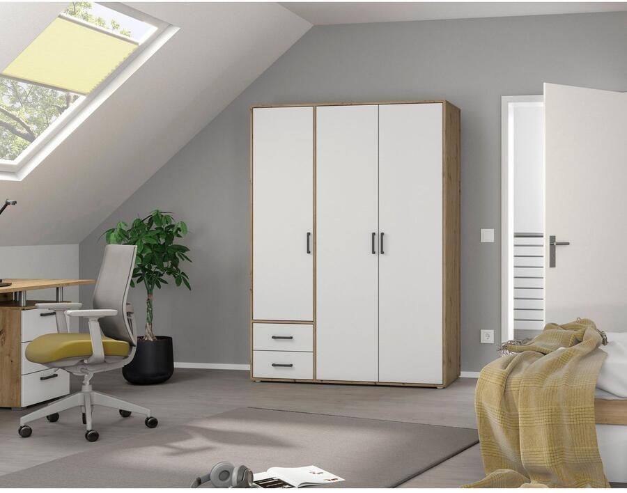 Rauch Draaideurkast Kledingkast kast garderobe linnenkast VOYAGER moderne grepen in grijs metallic met buitenlades made in germany - Foto 17