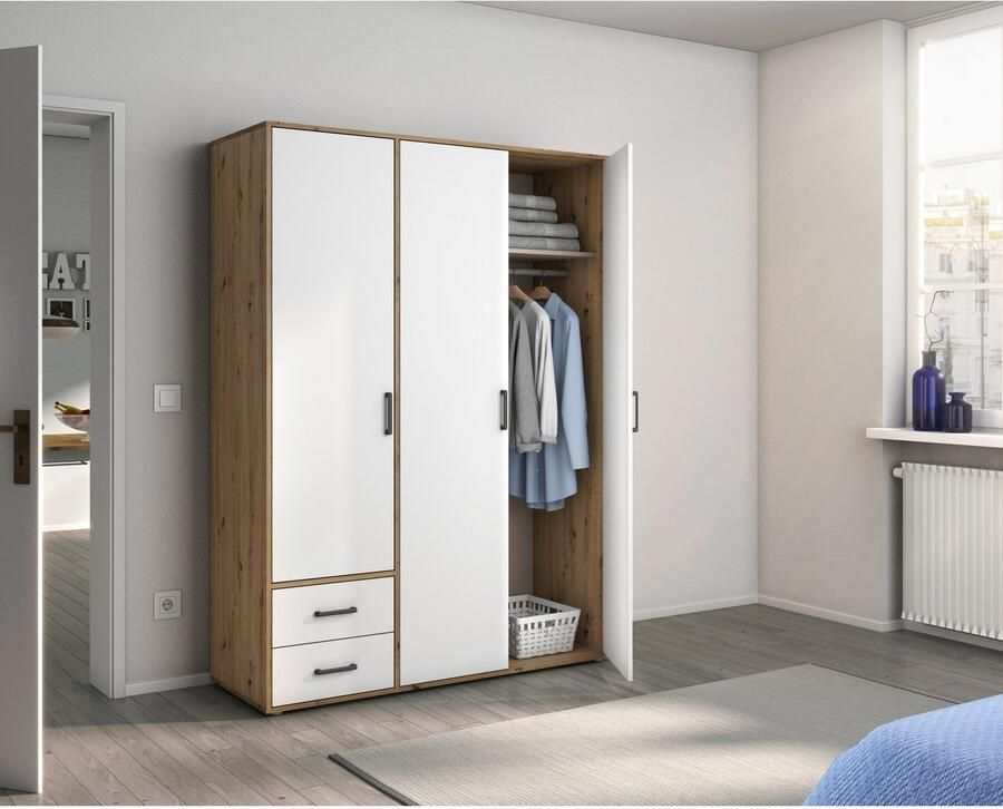 Rauch Draaideurkast Kledingkast kast garderobe linnenkast VOYAGER moderne grepen in grijs metallic met buitenlades made in germany - Foto 16