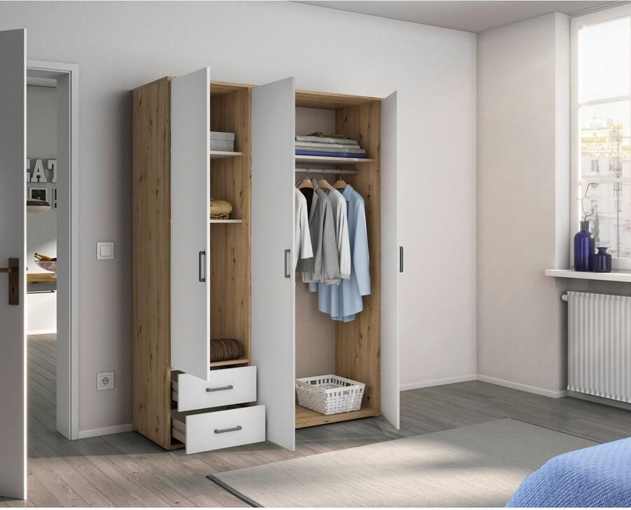 Rauch Draaideurkast Kledingkast kast garderobe linnenkast VOYAGER moderne grepen in grijs metallic met buitenlades made in germany - Foto 14