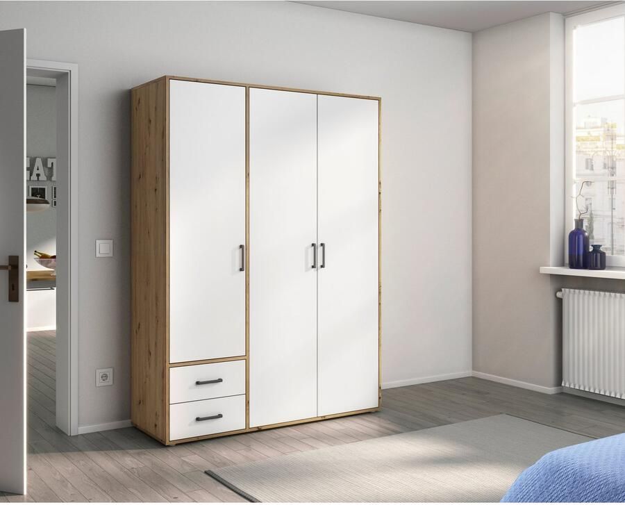 Rauch Draaideurkast Kledingkast kast garderobe linnenkast VOYAGER moderne grepen in grijs metallic met buitenlades made in germany - Foto 15